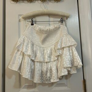 Eesome Cream Ruffled A-Line Skirt